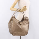 Salvatore Ferragamo Gancini Shoulder Bag Leather Gold Auth BA13730-24