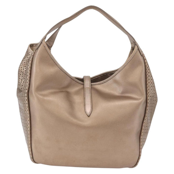 Salvatore Ferragamo Gancini Shoulder Bag Leather Gold Auth BA13730