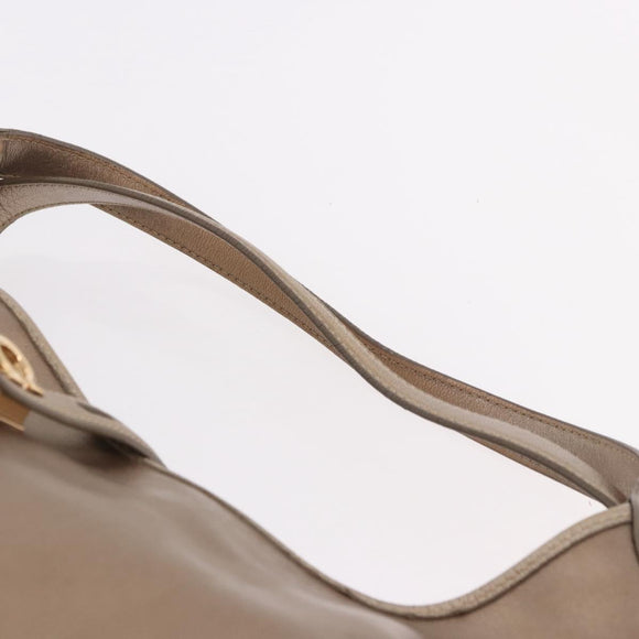 Salvatore Ferragamo Gancini Shoulder Bag Leather Gold Auth BA13730