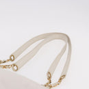 CHANEL Chain Tote Bag Caviar Skin White Gold CC Auth BA13731A-10