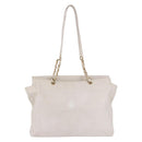 CHANEL Chain Tote Bag Caviar Skin White Gold CC Auth BA13731A-2