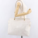 CHANEL Chain Tote Bag Caviar Skin White Gold CC Auth BA13731A-25
