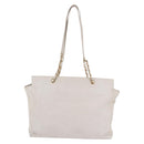 CHANEL Chain Tote Bag Caviar Skin White Gold CC Auth BA13731A-4