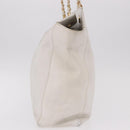 CHANEL Chain Tote Bag Caviar Skin White Gold CC Auth BA13731A-5