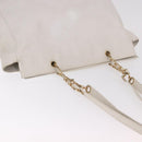 CHANEL Chain Tote Bag Caviar Skin White Gold CC Auth BA13731A-7
