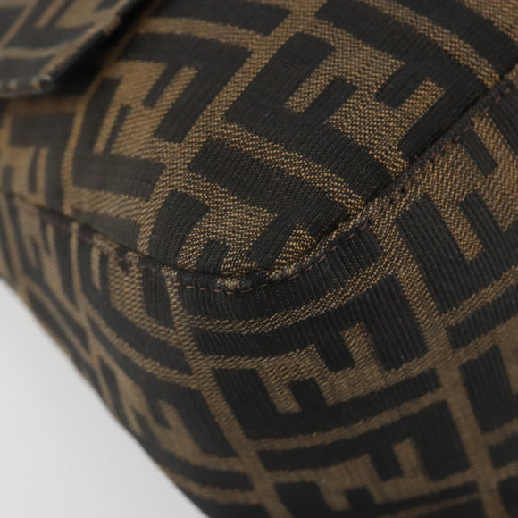 FENDI Zucca Canvas Mamma Baguette Shoulder Bag Black Brown Auth BA13733V