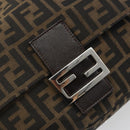 FENDI Zucca Canvas Mamma Baguette Shoulder Bag Black Brown Auth BA13733V-18