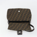 FENDI Zucca Canvas Mamma Baguette Shoulder Bag Black Brown Auth BA13733V-19