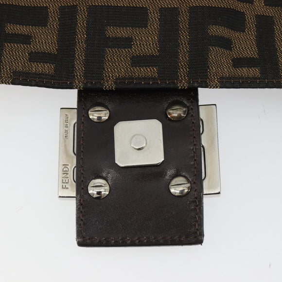 FENDI Zucca Canvas Mamma Baguette Shoulder Bag Black Brown Auth BA13733V
