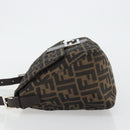 FENDI Zucca Canvas Mamma Baguette Shoulder Bag Black Brown Auth BA13733V-4