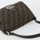 FENDI Zucca Canvas Mamma Baguette Shoulder Bag Black Brown Auth BA13733V-6