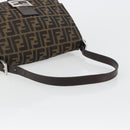 FENDI Zucca Canvas Mamma Baguette Shoulder Bag Black Brown Auth BA13733V-7