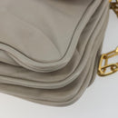Miu Miu Chain Shoulder Bag Leather Gray Gold Auth BA13736V-15