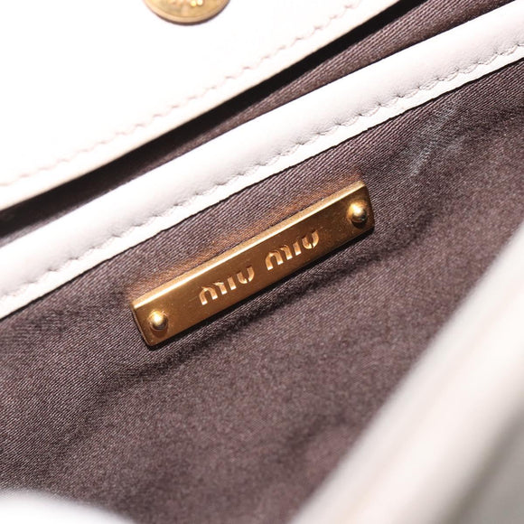 Miu Miu Chain Shoulder Bag Leather Gray Gold Auth BA13736V