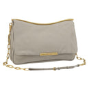 Miu Miu Chain Shoulder Bag Leather Gray Gold Auth BA13736V-1