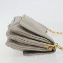 Miu Miu Chain Shoulder Bag Leather Gray Gold Auth BA13736V-3