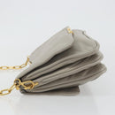 Miu Miu Chain Shoulder Bag Leather Gray Gold Auth BA13736V-4