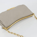 Miu Miu Chain Shoulder Bag Leather Gray Gold Auth BA13736V-6