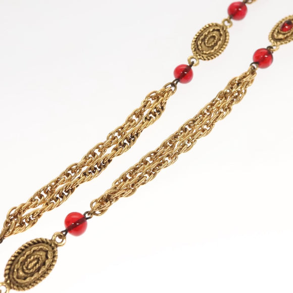 CHANEL COCO Mark Chain Necklace metal Gold CC Auth BA1373AM