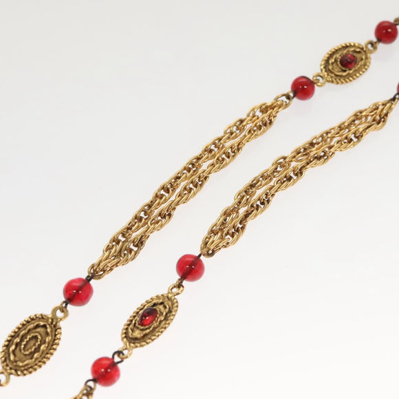 CHANEL COCO Mark Chain Necklace metal Gold CC Auth BA1373SAM