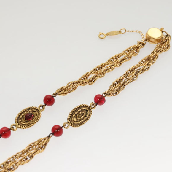 CHANEL COCO Mark Chain Necklace metal Gold CC Auth BA1373AM