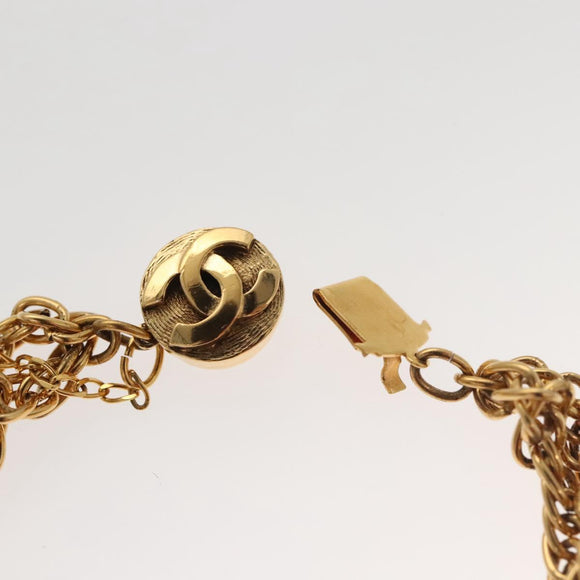 CHANEL COCO Mark Chain Necklace metal Gold CC Auth BA1373AM