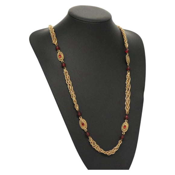 CHANEL COCO Mark Chain Necklace metal Gold CC Auth BA1373SAM