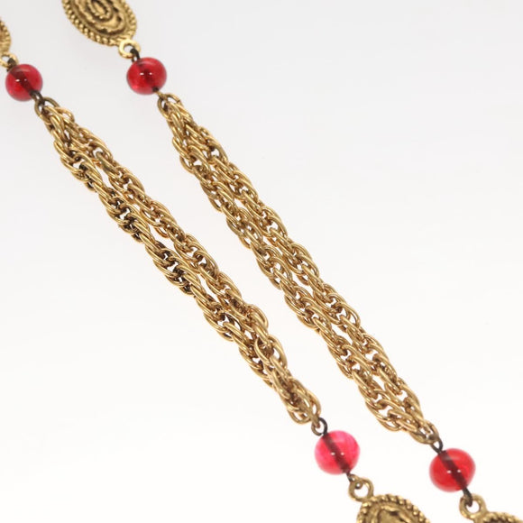 CHANEL COCO Mark Chain Necklace metal Gold CC Auth BA1373SAM