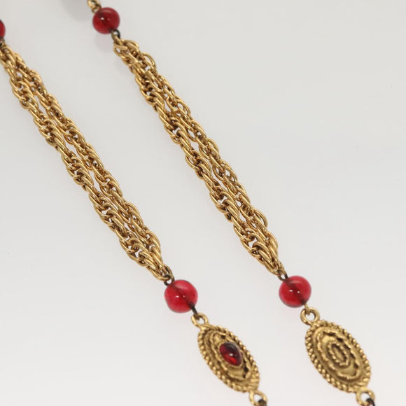 CHANEL COCO Mark Chain Necklace metal Gold CC Auth BA1373AM