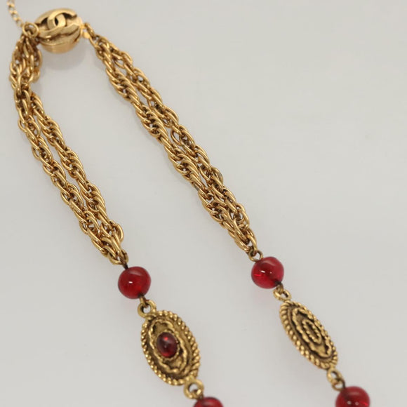 CHANEL COCO Mark Chain Necklace metal Gold CC Auth BA1373AM