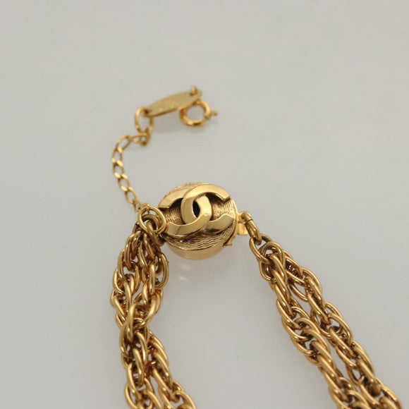 CHANEL COCO Mark Chain Necklace metal Gold CC Auth BA1373AM