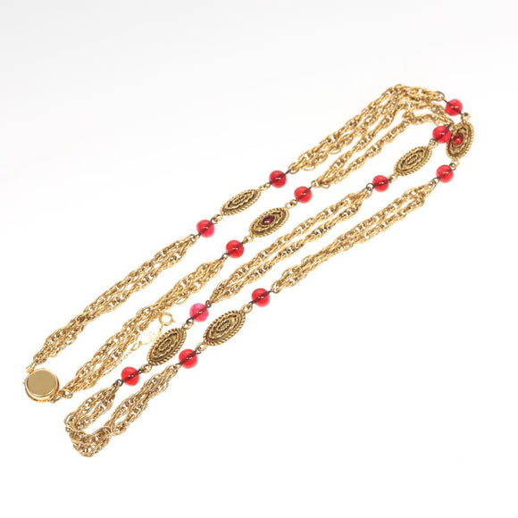 CHANEL COCO Mark Chain Necklace metal Gold CC Auth BA1373AM