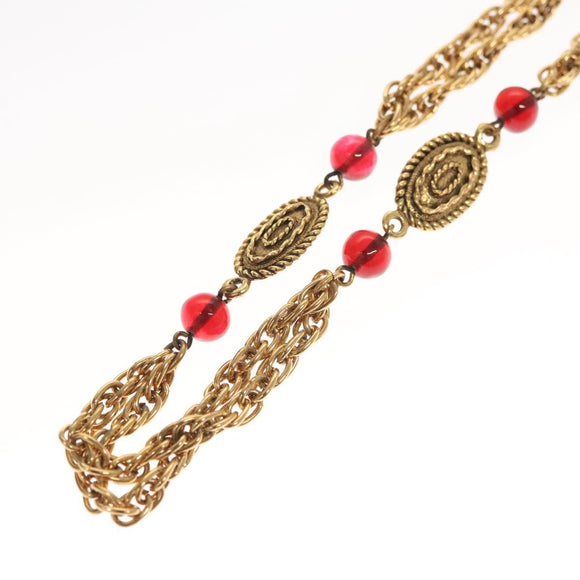 CHANEL COCO Mark Chain Necklace metal Gold CC Auth BA1373AM