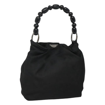 Christian Dior Maris Pearl Shoulder Bag Nylon Black Silver Auth BA1374