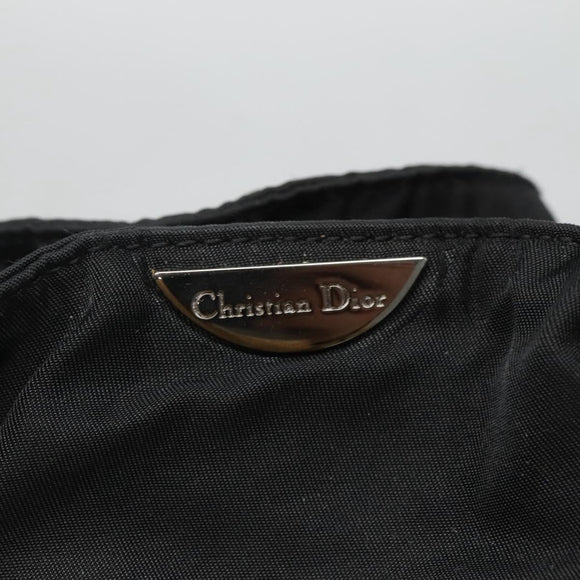 Christian Dior Maris Pearl Shoulder Bag Nylon Black Silver Auth BA1374