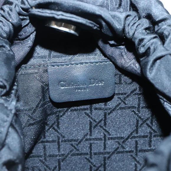 Christian Dior Maris Pearl Shoulder Bag Nylon Black Silver Auth BA1374