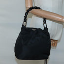 Christian Dior Maris Pearl Shoulder Bag Nylon Black Silver Auth BA1374-22