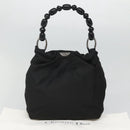 Christian Dior Maris Pearl Shoulder Bag Nylon Black Silver Auth BA1374-12