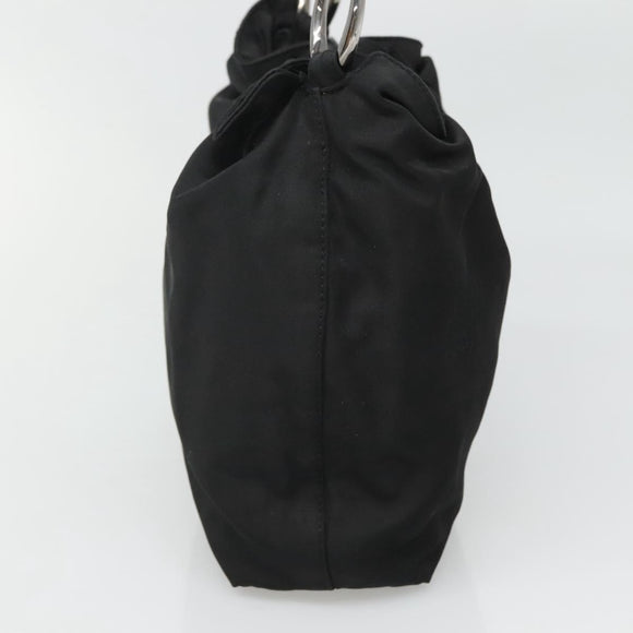 Christian Dior Maris Pearl Shoulder Bag Nylon Black Silver Auth BA1374