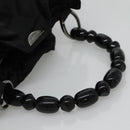 Christian Dior Maris Pearl Shoulder Bag Nylon Black Silver Auth BA1374-7