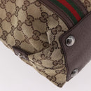 GUCCI GG Supreme Web Sherry Line Tote Bag Beige Silver 131186 Auth BA13747A-12