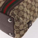 GUCCI GG Supreme Web Sherry Line Tote Bag Beige Silver 131186 Auth BA13747A-13