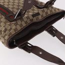 GUCCI GG Supreme Web Sherry Line Tote Bag Beige Silver 131186 Auth BA13747A-6
