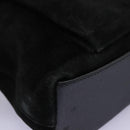 GUCCI Bamboo Hand Bag Suede 2way Black Gold 000 2265 0581 Auth BA1375-9