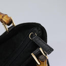 GUCCI Bamboo Hand Bag Suede 2way Black Gold 000 2265 0581 Auth BA1375-10