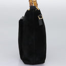 GUCCI Bamboo Hand Bag Suede 2way Black Gold 000 2265 0581 Auth BA1375-3