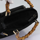 GUCCI Bamboo Hand Bag Suede 2way Black Gold 000 2265 0581 Auth BA1375-6
