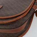 CELINE Macadam Canvas Shoulder Bag PVC Leather Brown Gold Auth BA13751-9