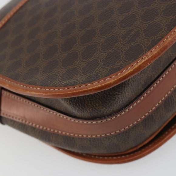 CELINE Macadam Canvas Shoulder Bag PVC Leather Brown Gold Auth BA13751