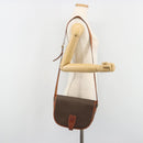CELINE Macadam Canvas Shoulder Bag PVC Leather Brown Gold Auth BA13751-24